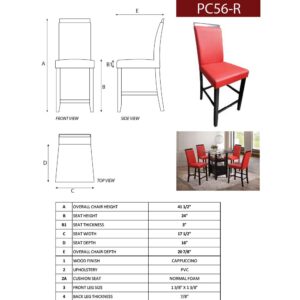Kings Brand Furniture Counter Parsons Dining Chairs (Set of 2), Red, 24"