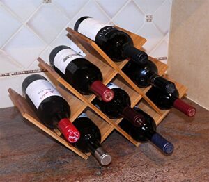 displaygifts w shape 8 bottle tabletop bamboo wine rack, wn-wr004