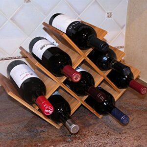 DisplayGifts W Shape 8 Bottle Tabletop Bamboo Wine Rack, WN-WR004