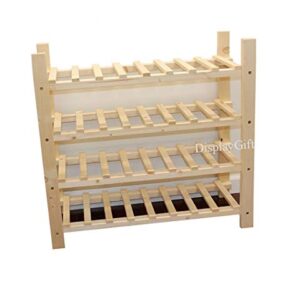 DisplayGifts Freestanding Stackable Wine Storage Rack Wooden Stand (60 Bottles Capacity: 4 Rows)