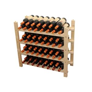 DisplayGifts Freestanding Stackable Wine Storage Rack Wooden Stand (60 Bottles Capacity: 4 Rows)