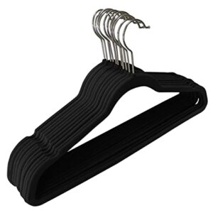 Jeronic Ultra Thin Non-Slip Velvet Clothes Hanger, Pack of 50, Black