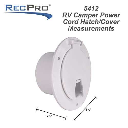 RecPro RV Camper Trailer Motorhome Power Cord Hatch/Cover (White) | Made in America