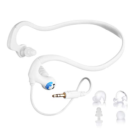 HydroActive Premium Short-Cord Waterproof Headphones (Wired 3.5 mm Jack) with 11 Earbuds in 4 Styles (Separate Music Player Purchase Required)