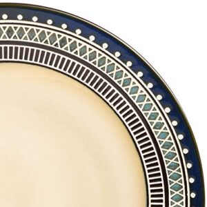 Gibson Elite Round Embossed Reactive Glaze Stoneware Dinnerware Set, Service for 4 (16pcs), Blue/Brown