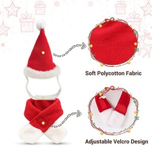 PETLESO Cat Santa Hat with Scarf, Christmas Hats for Cats Pet Santa Hat Christmas Costume for Cat Rabbit Puppy Doll, Red S