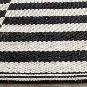 SAFAVIEH Montauk Collection Runner Rug - 2'3" x 7', Ivory & Black, Handmade Stripe Cotton, Ideal for High Traffic Areas in Living Room, Bedroom (MTK715D)