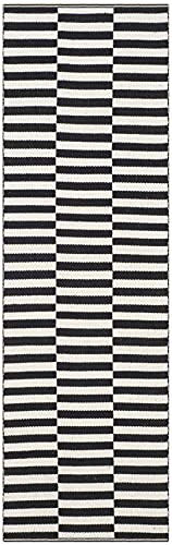 SAFAVIEH Montauk Collection Runner Rug - 2'3" x 7', Ivory & Black, Handmade Stripe Cotton, Ideal for High Traffic Areas in Living Room, Bedroom (MTK715D)