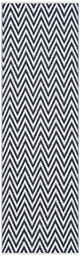 SAFAVIEH Montauk Collection Runner Rug - 2'3" x 7', Navy & Ivory, Handmade Chevron Cotton, Ideal for High Traffic Areas in Living Room, Bedroom (MTK812C)