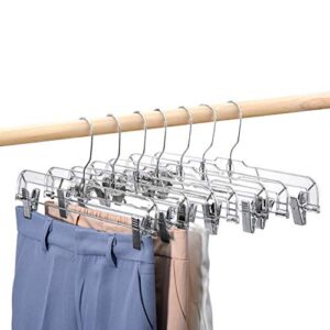 house day 50 pack 14 inch clear plastic skirt hangers with clips, skirt hangers, clip hangers for pants,trouser bulk plastic pants hangers