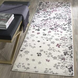 SAFAVIEH Adirondack Collection Runner Rug - 2'6" x 8', Light Grey & Purple, Floral Design, Non-Shedding & Easy Care, Ideal for High Traffic Areas in Living Room, Bedroom (ADR115M)