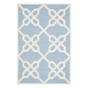 safavieh cambridge collection area rug - 8' x 10', blue & ivory, handmade geometric wool, ideal for high traffic areas in living room, bedroom (cam722b)