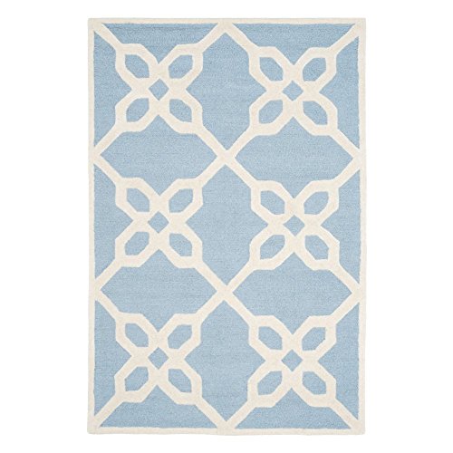 SAFAVIEH Cambridge Collection Area Rug - 8' x 10', Blue & Ivory, Handmade Geometric Wool, Ideal for High Traffic Areas in Living Room, Bedroom (CAM722B)