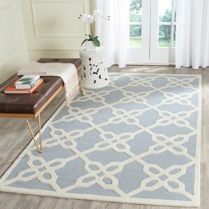 SAFAVIEH Cambridge Collection Area Rug - 8' x 10', Blue & Ivory, Handmade Geometric Wool, Ideal for High Traffic Areas in Living Room, Bedroom (CAM722B)