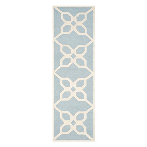 SAFAVIEH Cambridge Collection Area Rug - 8' x 10', Blue & Ivory, Handmade Geometric Wool, Ideal for High Traffic Areas in Living Room, Bedroom (CAM722B)