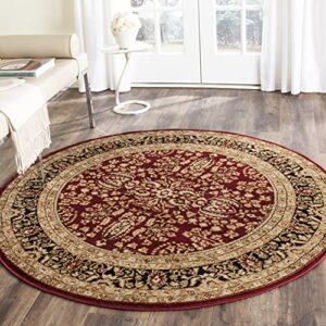 safavieh lyndhurst collection area rug - 10' round, red & black, traditional oriental design, non-shedding & easy care, ideal for high traffic areas in living room, bedroom (lnh214a)