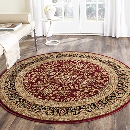 SAFAVIEH Lyndhurst Collection Area Rug - 10' Round, Red & Black, Traditional Oriental Design, Non-Shedding & Easy Care, Ideal for High Traffic Areas in Living Room, Bedroom (LNH214A)