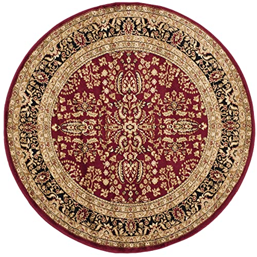 SAFAVIEH Lyndhurst Collection Area Rug - 10' Round, Red & Black, Traditional Oriental Design, Non-Shedding & Easy Care, Ideal for High Traffic Areas in Living Room, Bedroom (LNH214A)