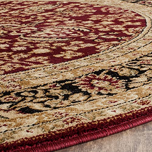 SAFAVIEH Lyndhurst Collection Area Rug - 10' Round, Red & Black, Traditional Oriental Design, Non-Shedding & Easy Care, Ideal for High Traffic Areas in Living Room, Bedroom (LNH214A)