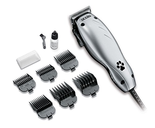 Andis EasyClip Multi-Style 10-Piece Adjustable Blade Clipper Kit, Animal Grooming, Silver, MC-3 (18410)