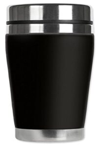 mugzie mini travel mug with insulated wetsuit cover, 12 oz, black