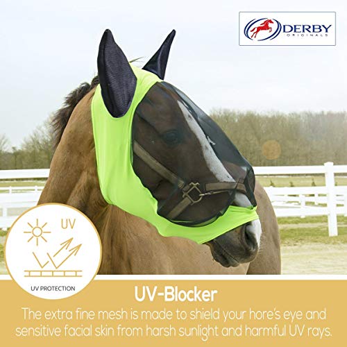 Derby Originals Reflective Lycra Fly Mask with 1 Year Warranty Mesh Eyes and Ears