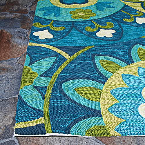 Couristan Covington Rip Tide Indoor/Outdoor Area Rug, 5'6" x 8', Ocean Blue-Green