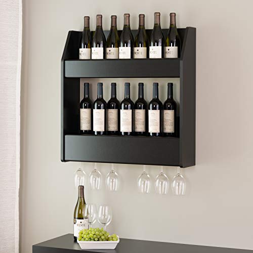 Prepac 2-Tier Floating Wine and Liquor Rack, Black