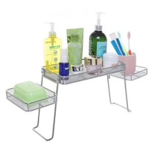 mygift chrome plated metal over the sink organizer shelf rack, 3 tiered bathroom or kitchen sink storage display caddy