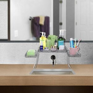 MyGift Chrome Plated Metal Over The Sink Organizer Shelf Rack, 3 Tiered Bathroom or Kitchen Sink Storage Display Caddy