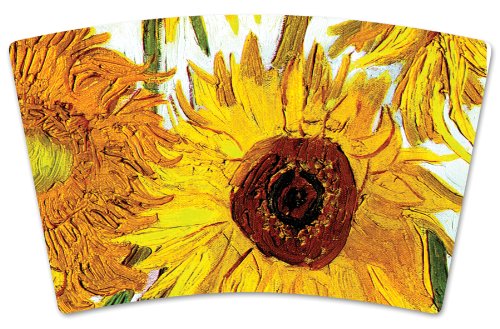 Mugzie "Van Gogh: Sunflowers" Stainless Steel Travel Mug with Insulated Wetsuit Cover, 20 oz, Black