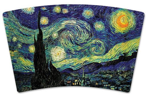 Mugzie "Van Gogh: Starry Night" Stainless Steel Travel Mug with Insulated Wetsuit Cover, 20 oz, Black