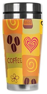 mugzie "i love coffee" stainless steel travel mug with insulated wetsuit cover, 20 oz, black