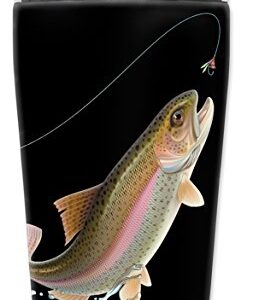 Mugzie "Leaping Fish (black)" Stainless Steel Travel Mug with Insulated Wetsuit Cover, 20 oz, Black