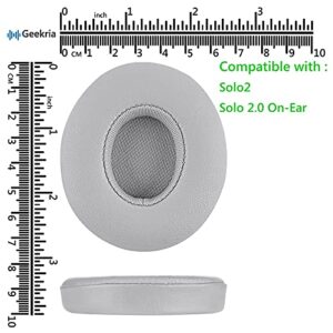 Geekria QuickFit Replacement Ear Pads for Beats Solo 2 Wireless, Solo2.0 Wireless (B0534) On-Ear Headphones Earpads, Headset Ear Cushion Repair Parts (Grey)