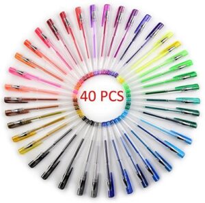 everyday essentials gel pens - set of 40 individual colors with barrel case - keep your pens neat (40-color)