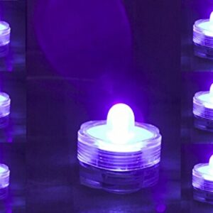 Bright Led Underwater Submersible Waterproof Floral Decoration Tea Light Candle for Wedding/Party/Xmas Decoration (Blue -Purple 12pcs)