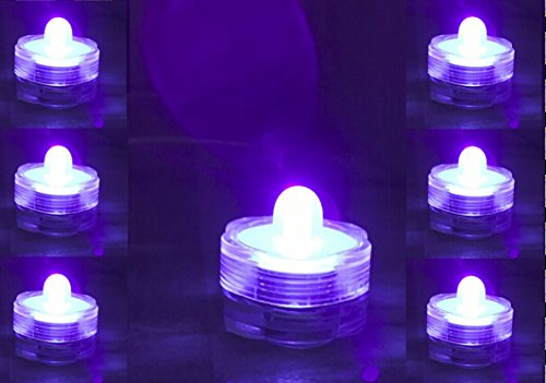 Bright Led Underwater Submersible Waterproof Floral Decoration Tea Light Candle for Wedding/Party/Xmas Decoration (Blue -Purple 12pcs)