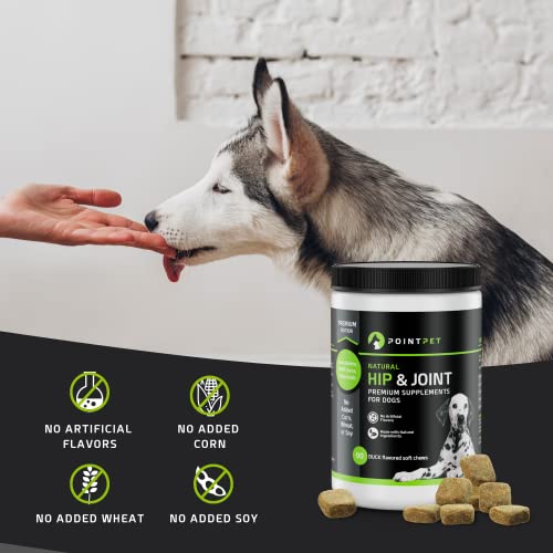 POINTPET Glucosamine for Dogs - Hip & Joint Supplement - Dog Mobility Soft Chews with Chondroitin & MSM - Dog Supplement with Omega 3, Vitamin C & E for Hips and Joints 120cnt