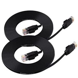 Cat 6 Ethernet Cable Black 10ft (2 Pack)(at a Cat5e Price but Higher Bandwidth) Flat Internet Network Cable - Cat6 Ethernet Patch Cable Short - Cat6 Computer Cable with Snagless RJ45 Connectors