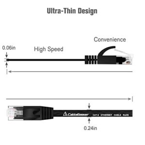 Cat 6 Ethernet Cable Black 10ft (2 Pack)(at a Cat5e Price but Higher Bandwidth) Flat Internet Network Cable - Cat6 Ethernet Patch Cable Short - Cat6 Computer Cable with Snagless RJ45 Connectors