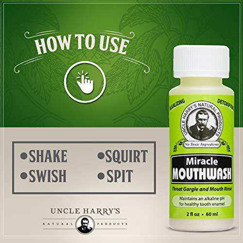 Uncle Harry's Natural Alkalizing Miracle Mouthwash | Adult & Kids Mouthwash for Bad Breath | pH Balanced Oral Care Mouth Wash & Mouth Rinse (2 fl oz)