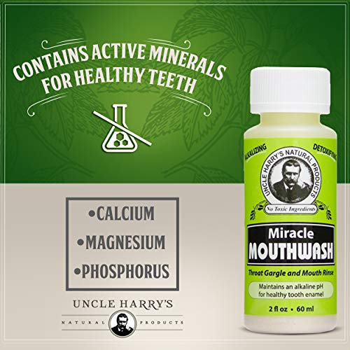 Uncle Harry's Natural Alkalizing Miracle Mouthwash | Adult & Kids Mouthwash for Bad Breath | pH Balanced Oral Care Mouth Wash & Mouth Rinse (2 fl oz)