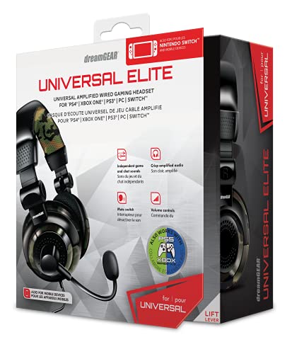 dreamGEAR Universal Elite Amplified, Wired Stereo Gaming Headset for PS4, Xbox One, PS3, Xbox 360, Wii, WiiU, and Even PC,DGUN-2574