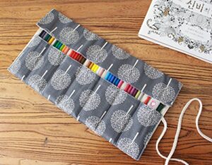 creoogo canvas pencil wrap, pencils roll case pouch hold for 72 colored pencils (pencils are not included)-tree,72 holes