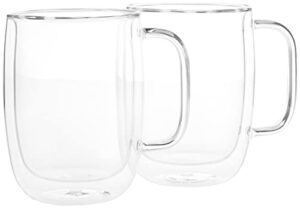 zwilling j.a. henckels glass latte mug set, 2 count (pack of 1)