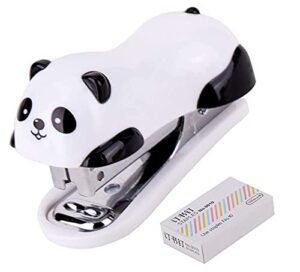 1 pack mini panda desktop stapler for 10 sheets capacity with 1000 pcs no.10 staples for paper clips staplers for desk for friends and children(panda)