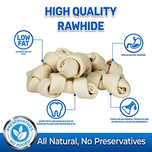 PET MAGASIN Natural Rawhide Bones Chewing Dog Treats, 10-Pack (Small (4-5 Inch))