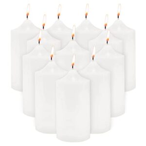super z outlet 3 x 6 unscented pillar candles for weddings, home decoration, relaxation, spa, smokeless cotton wick. (12 pack) (white)