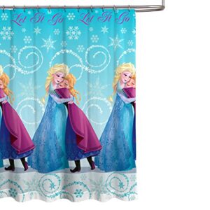 disney frozen 70" x 72" blue peva shower curtain with princess ana & princess elsa